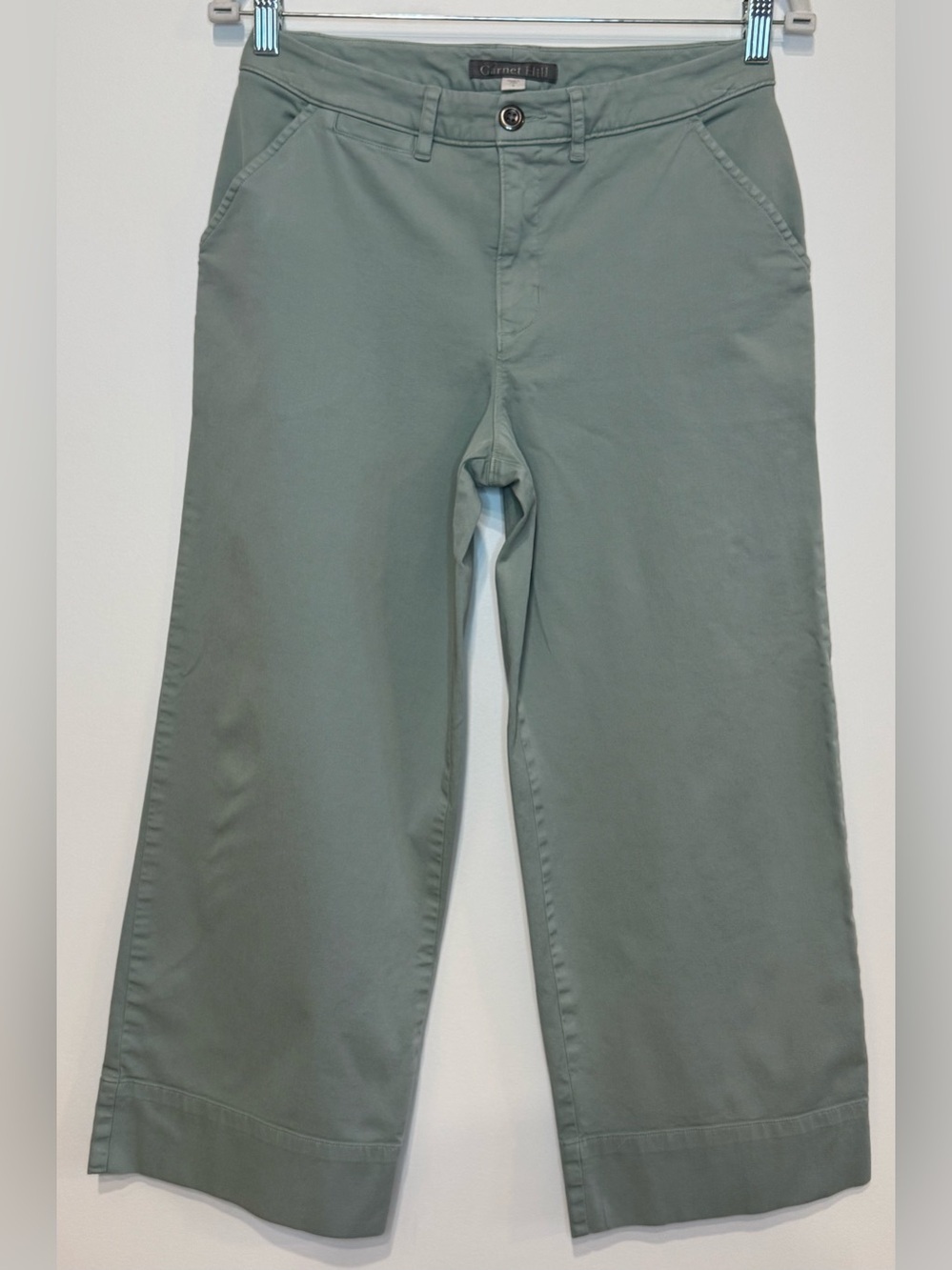 Garnet Hill Women’s Pima Cotton Sage Green Cropped Chino Pants Size 4